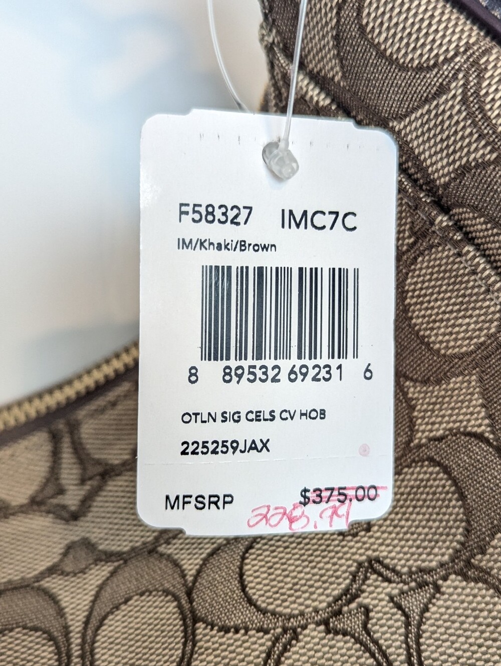 Coach Signature Celeste Hobo Shoulder Bag - Classic Khaki Brown NWT - Picture 5 of 10